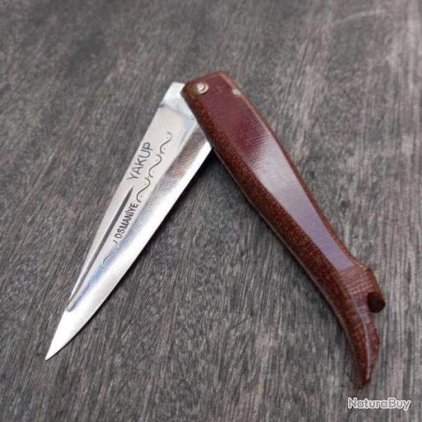 Couteau 2 CLOUS ARTISANAL TURQUE  JAMBETTE Manche en Micarta
