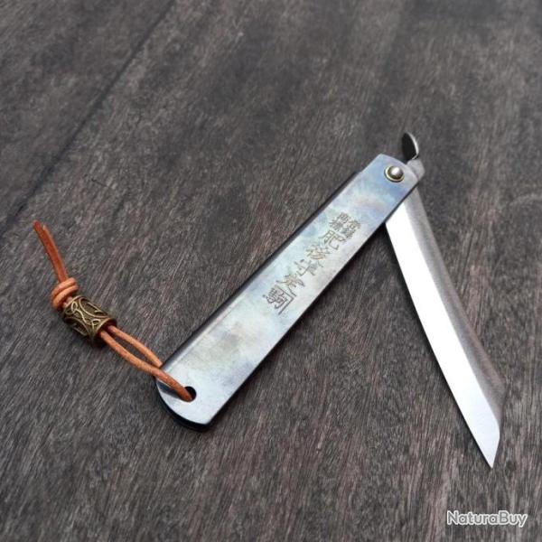 Grand Couteau HIGONOKAMI Manche en m�tal noir