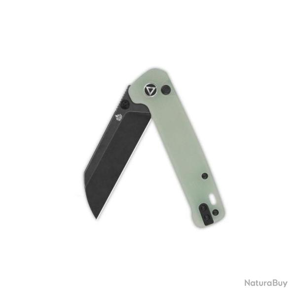 Couteau QSP Penguin Button Lock Jade Manche G10 Lame Acier 14C28N Blk Sheepsfoot IKBS Clip QS130BLB2