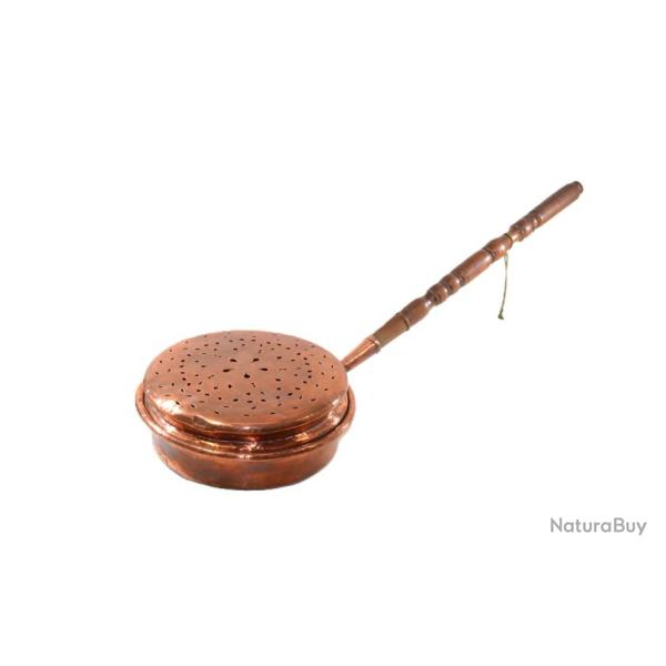 Ancien grand bassinoire en cuivre rouge d�cor�. D�co vintage, maison de chasse, 19e Si�cle Lit linge