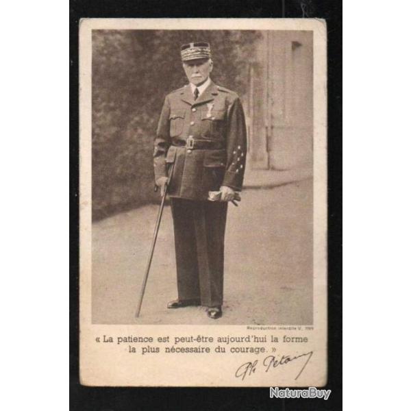 mar�chal p�tain en pied , carte postale du secours national,