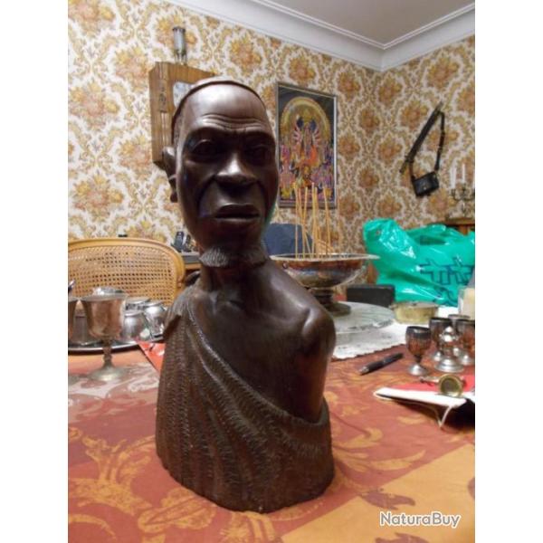 ULTRA RARE !!!!  Souvenir Buste Africain  ramen� du Congo   Artiste Sculpteur Ecole de MUTA MAYOLA