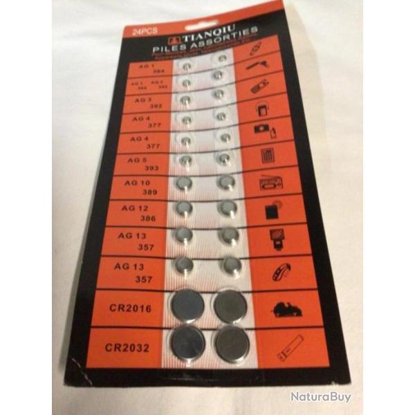 LOT DE 24 PILES POUR POINT ROUGE -LAMPES  -LAZER - ETC....