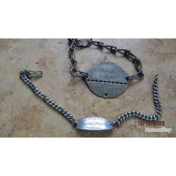 plaque identit� militaire Fran�aise Fran�ais officier (2) seconde guerre  Indochine Indo ww2