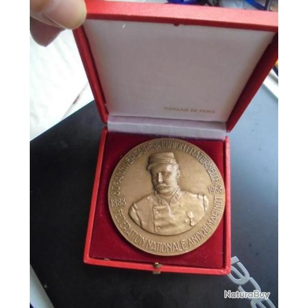 M�daille F�d�ration Nationnale Andr� Maginot Anniversaire Retour Alsace-Lorraine Delannoy Sculpteur