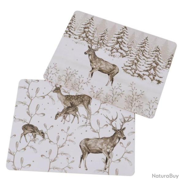 PN23 - Lot 4 sets de table Cerfs et biches