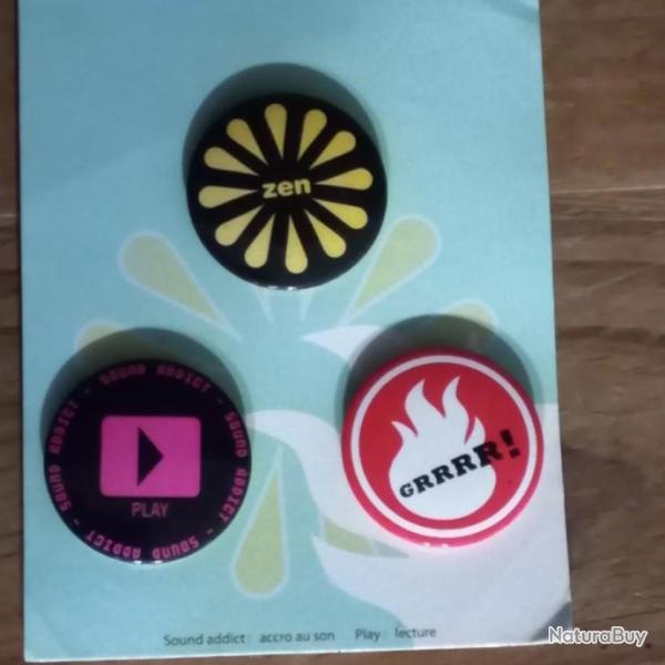lot de 3 badges  m�tal   DIAMETRE   3 CM