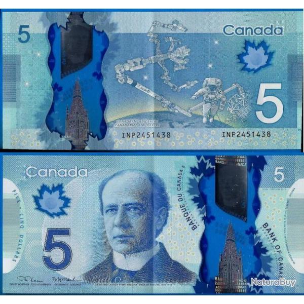 Canada 5 Dollars 2013 Billet Polymere Dollar 1er Ministre Laurier Polymere
