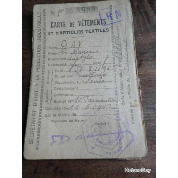 carnet de vetement bon d achat  et d article textile / No 8693