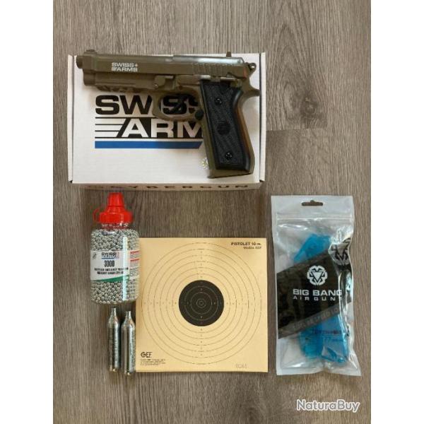 Pistolet SwissArms PT92 Tan semi-auto CO2 4.5mm BB's