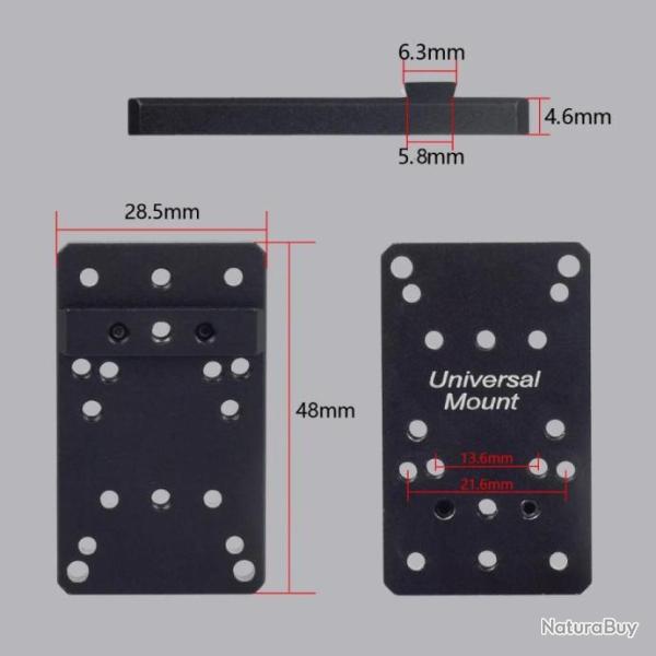 Embase universelle adaptateur pour point rouge Glock