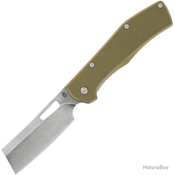 Couteau Gerber Flatiron Cleaver Lame Acier 7Cr17MoV Manche Green G-10 Framelock Clip G1760