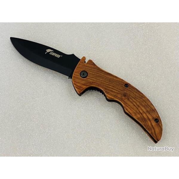 Couteau de poche de scurit Lopard collection Easygrip avec manche en bois.