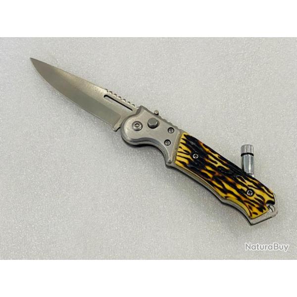 Couteau de poche s�curit� effet bois de cerf.
