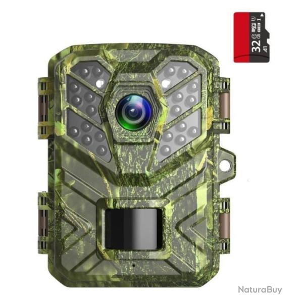 Cam�ra de Chasse 24MP HD  Angle 90�avec Carte 32 Go Surveillance 1080P �tanche IP66