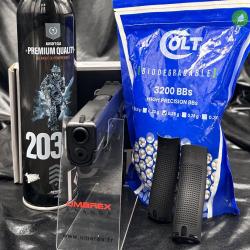 Nouveau Pack pr&ecirc;t &agrave; tirer GLOCK 17 - Cal. BBs 6mm - Airsoft ( Bouteilles de gaz + 3200 Billes )