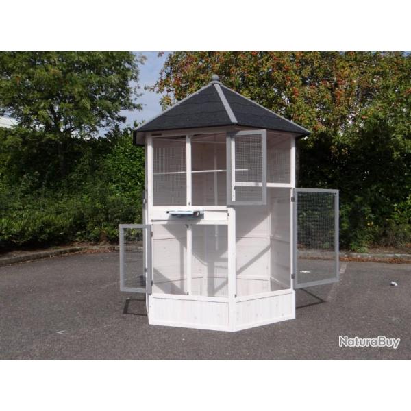 Voli�re de jardin Blanche Bois massif de Pin Voli�re perruche mandarin canari cielterre-commerce