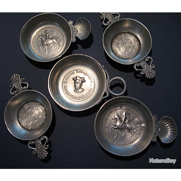 5 tastevins  collector en etain