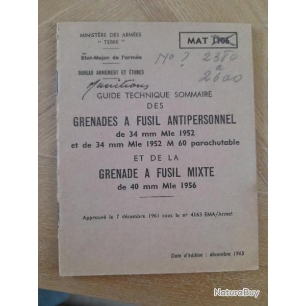 guide technique grenades � fusil antipersonnel de 34mm et m60 parachutable