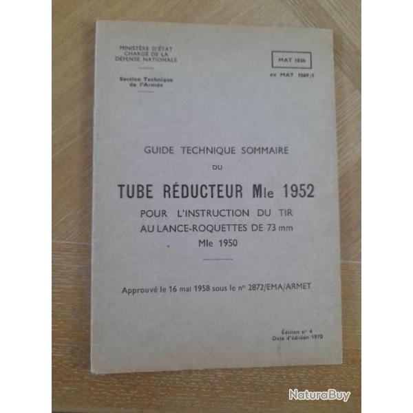 guide technique tube r�ducteur 1952 pour lance roquettes 73mm1950