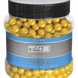 Boite de 500 billes paintball T4E bio Cal.68 jaune