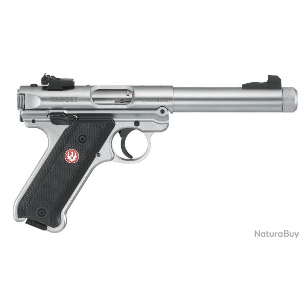 Pistolet Ruger Mark IV target inox cal.22LR SA 10cps 140mm filet� 1/2X28UNF