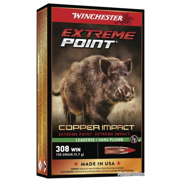 Boite de 20 cartouches Winchester Extr�me point lead free cal. 308 win 150gr 9,72G