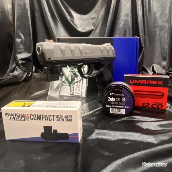 MEGA PROMO - Pack Laser pr�t � tirer - PISTOLET BRAVO CO2 C50 - (Munitions + CO2 + Laser)