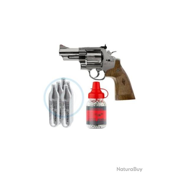 Pack Revolver Smith&Wesson M29 3" CO2 Cal BB/4.5mm polished and blued