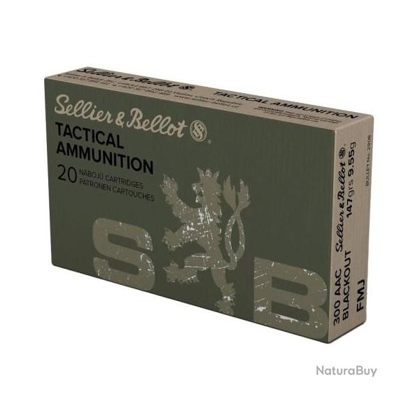 Munitions SELLIER&BELLOT cal.300 aac blackout fmj 147gr 9.55g par 20