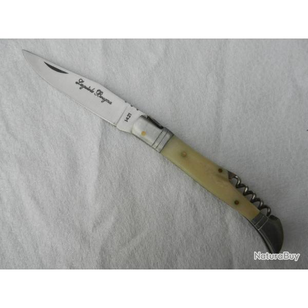 couteau Laguiole Bougna tire bouchon manche os - longueur 21,5 cm