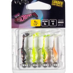 Kit Fox Rage Micro Fry UV 4cm Mixed Colour Loaded 4cm Par 4 UV Nightmare, UV Chartreuse Ayu, UV Lemo