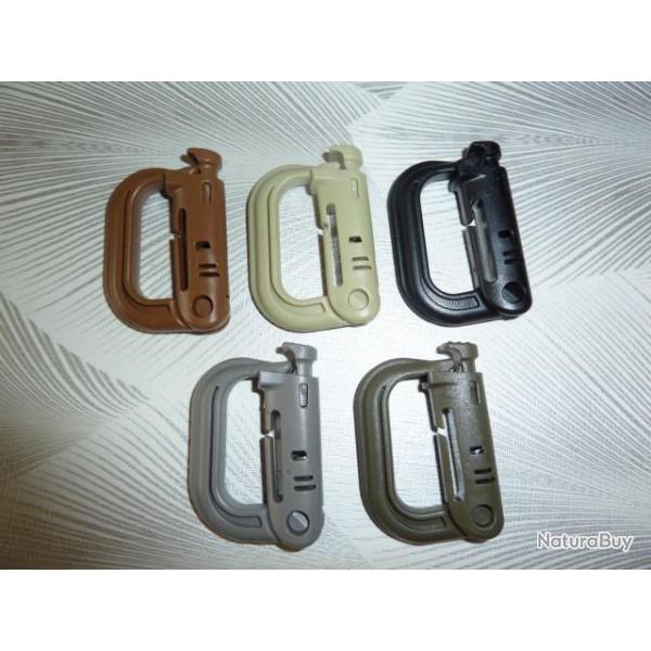 Mousqueton molle D lock - gris - lot de x3