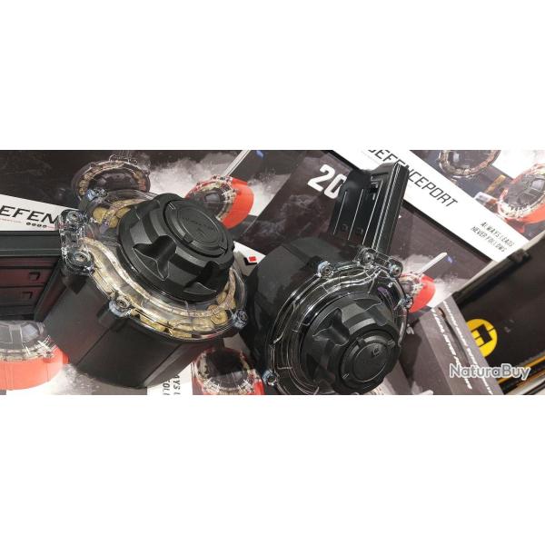 Chargeur tambour DEFENCEPORT DRM-12 T3 / DERYA - AR15 - 1919 / avec fen�tre transparente / Calibre 1