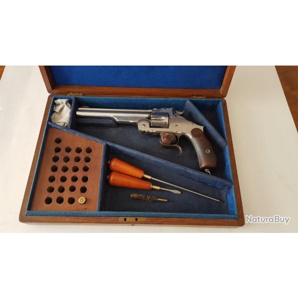 Trs beau Smith & Wesson Model 3 Russian Third Model  Nickel Calibre 44 S&W Russian