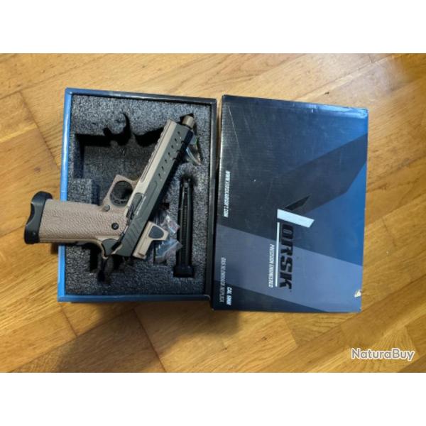 R�plique GBB gaz Hi-Capa 5.1 Noir / Tan 1,0J + point rougeBDS