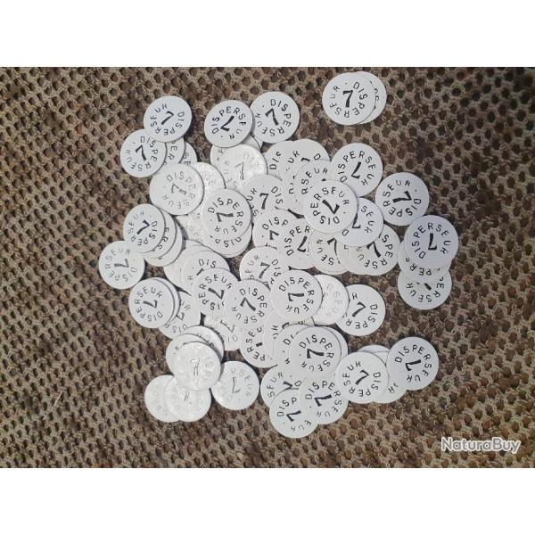 200 rondelles carton de fermeture calibre 12 marqu�es double face :  DISPERSEUR   7