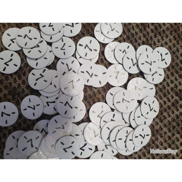 200 rondelles carton de fermeture calibre 12 marqu�es double face :  " croisillon "  7