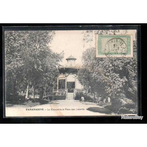madagascar tananarive le kiosque de la place jean laborde carte postale ancienne , cpa