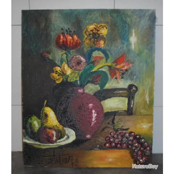 VINTAGE PEINTURE NATURE MORTE HST Sign� 1979 - 46cm x 55cm