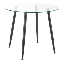 Table de salle &agrave; manger ronde verre tremp&eacute; acier 75 x 80 cm transparent noir 03_0008833