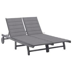 Transat chaise longue bain de soleil lit de jardin terrasse meuble d'ext&eacute;rieur 2 places avec coussi