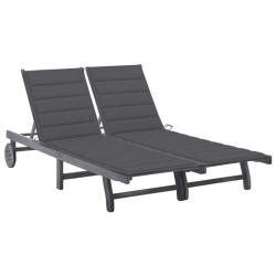 Transat chaise longue bain de soleil lit de jardin terrasse meuble d'ext&eacute;rieur 2 places avec coussi