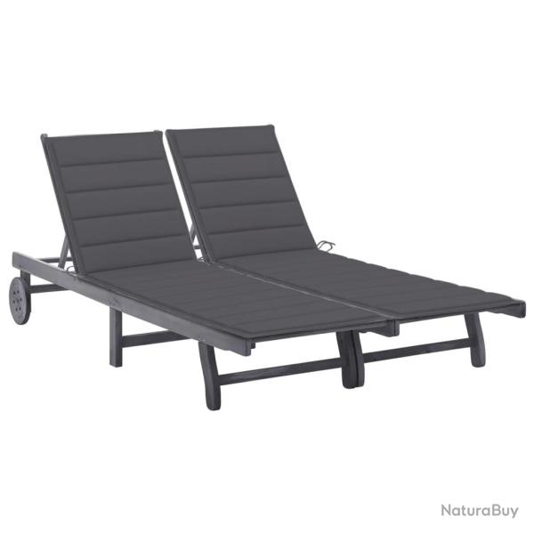 Transat chaise longue bain de soleil lit de jardin terrasse meuble d'ext�rieur 2 places avec coussi