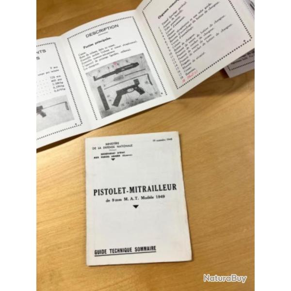 Guide Technique sommaire du Pistolet-Mitrailleur 9mm MAT 49