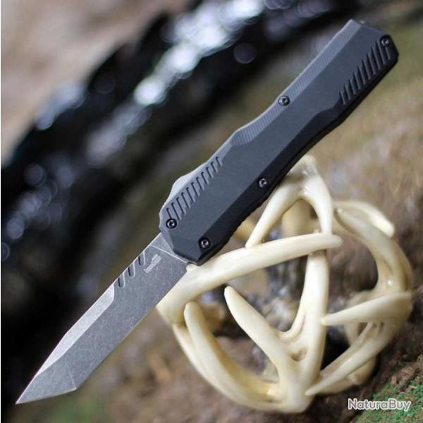 Couteau Kershaw Auto Livewire OTF Tanto Lame Acier CPM-MagnaCut BLK Manche Alu Clip USA KS9000T
