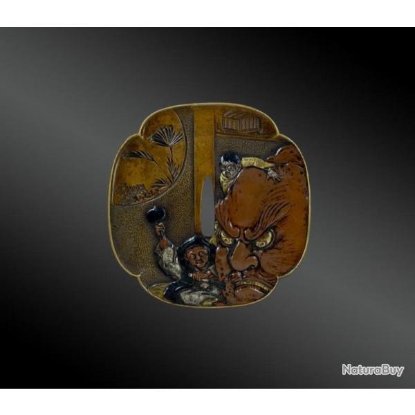 GRAND TSUBA, garde de sabre japonais - Japon - P�riode Edo (1603 - 1867)