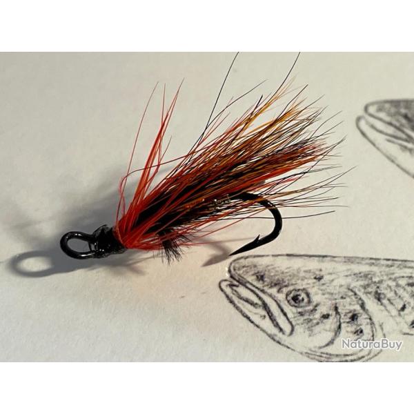 mouche saumon modle Colburn orange numro 12 hameon double