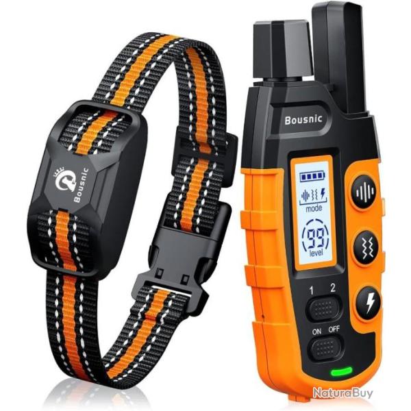 1 Collier de Dressage Chien de 2600m+T�l�commande 3 -55 Kg Rechargeable �lectronique �tanche Orange