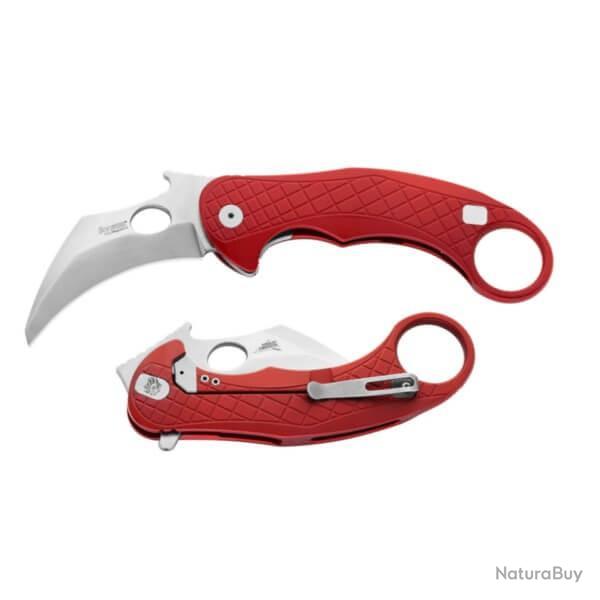 LE1A.RS Couteau pliant Lionsteel Karambit gamme "L.E.ONE" aluminium rouge